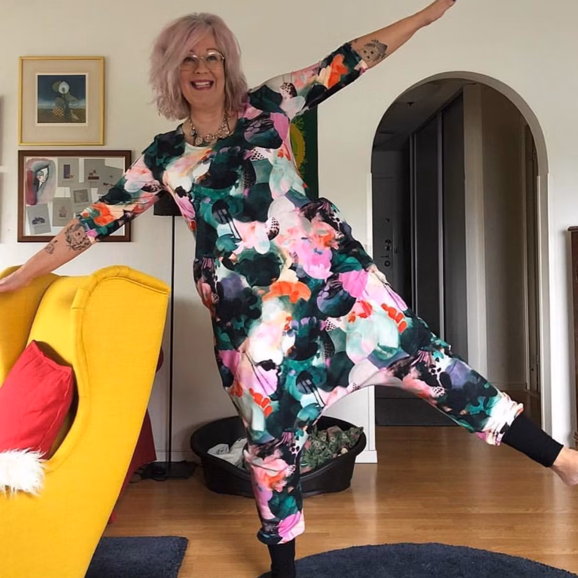 Funky Leaf Orange/Pink Jumpsuit (alla ärmlängder)