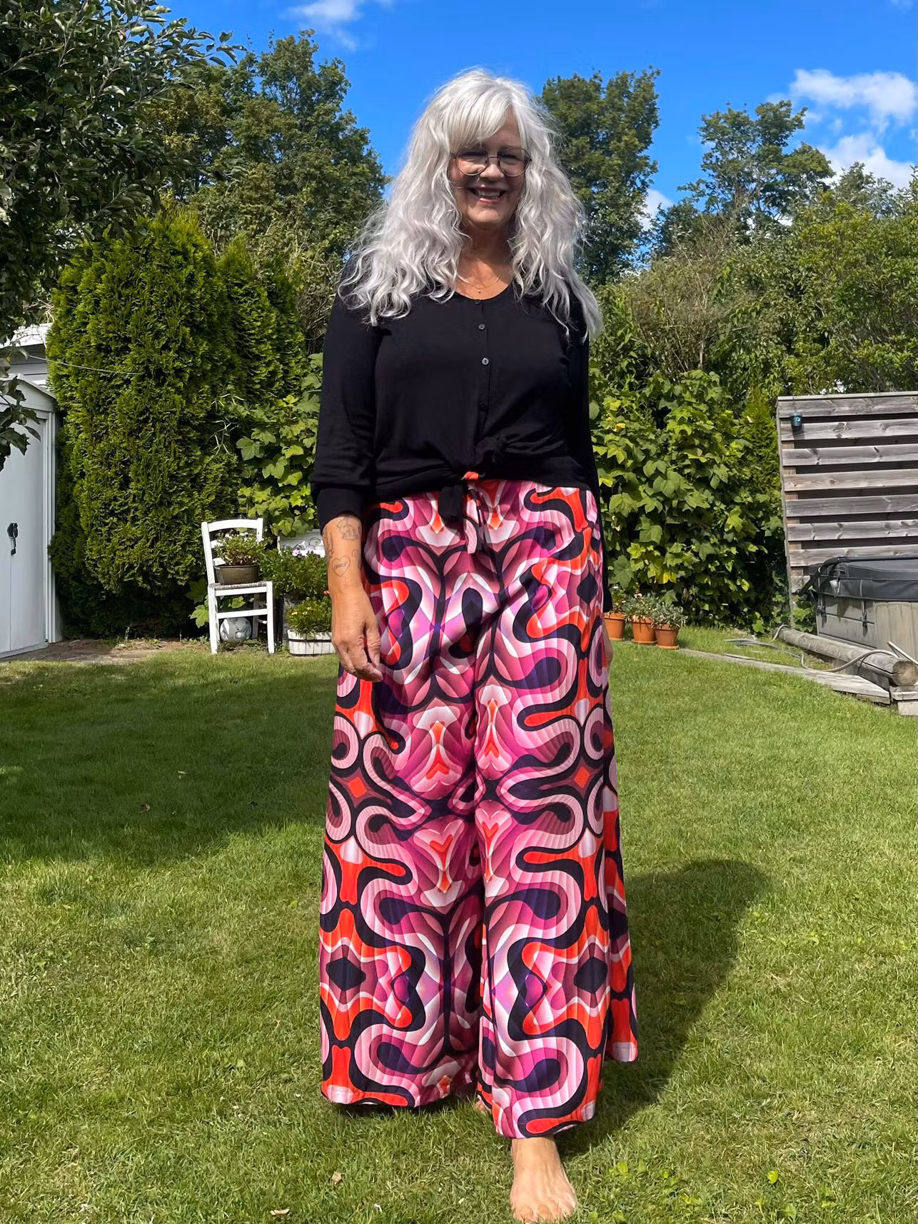 Funky leaf pink/orange Wrap pants