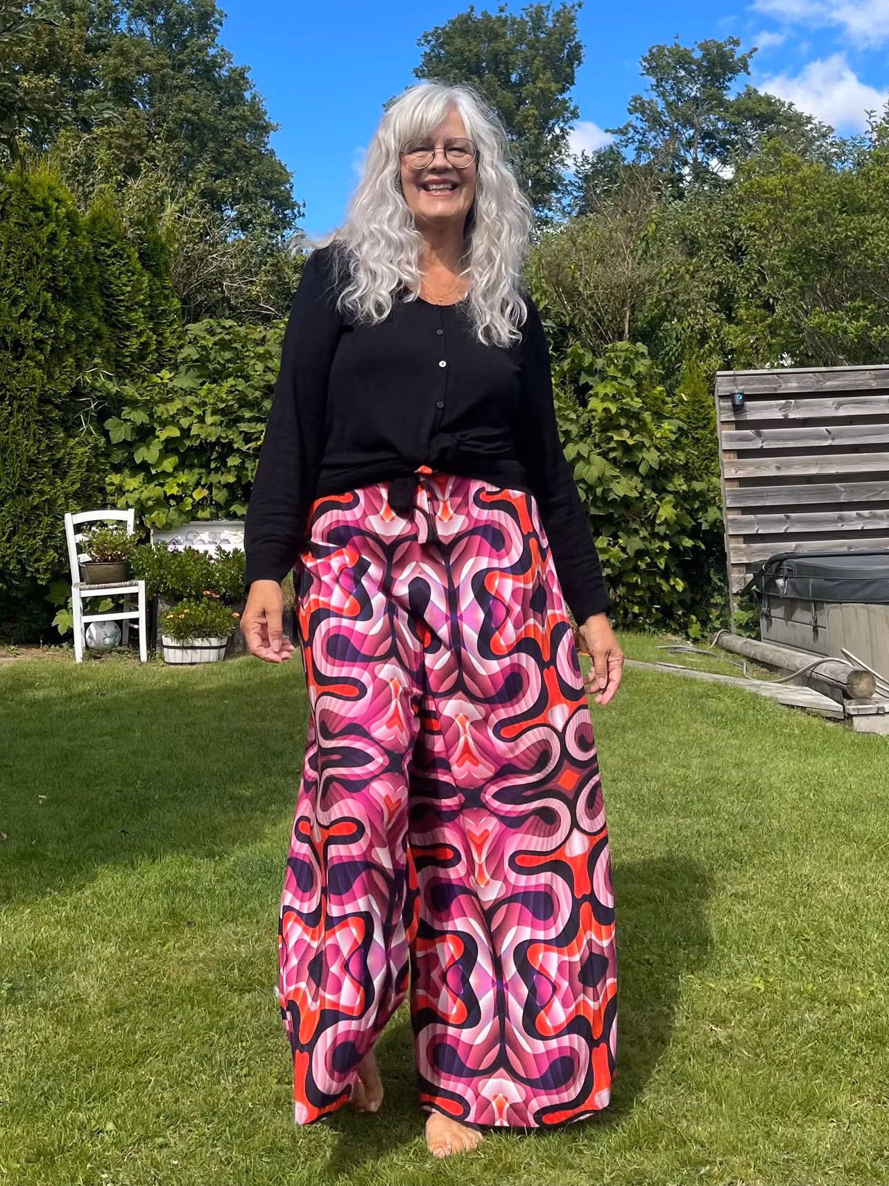 Funky leaf pink/orange Wrap pants