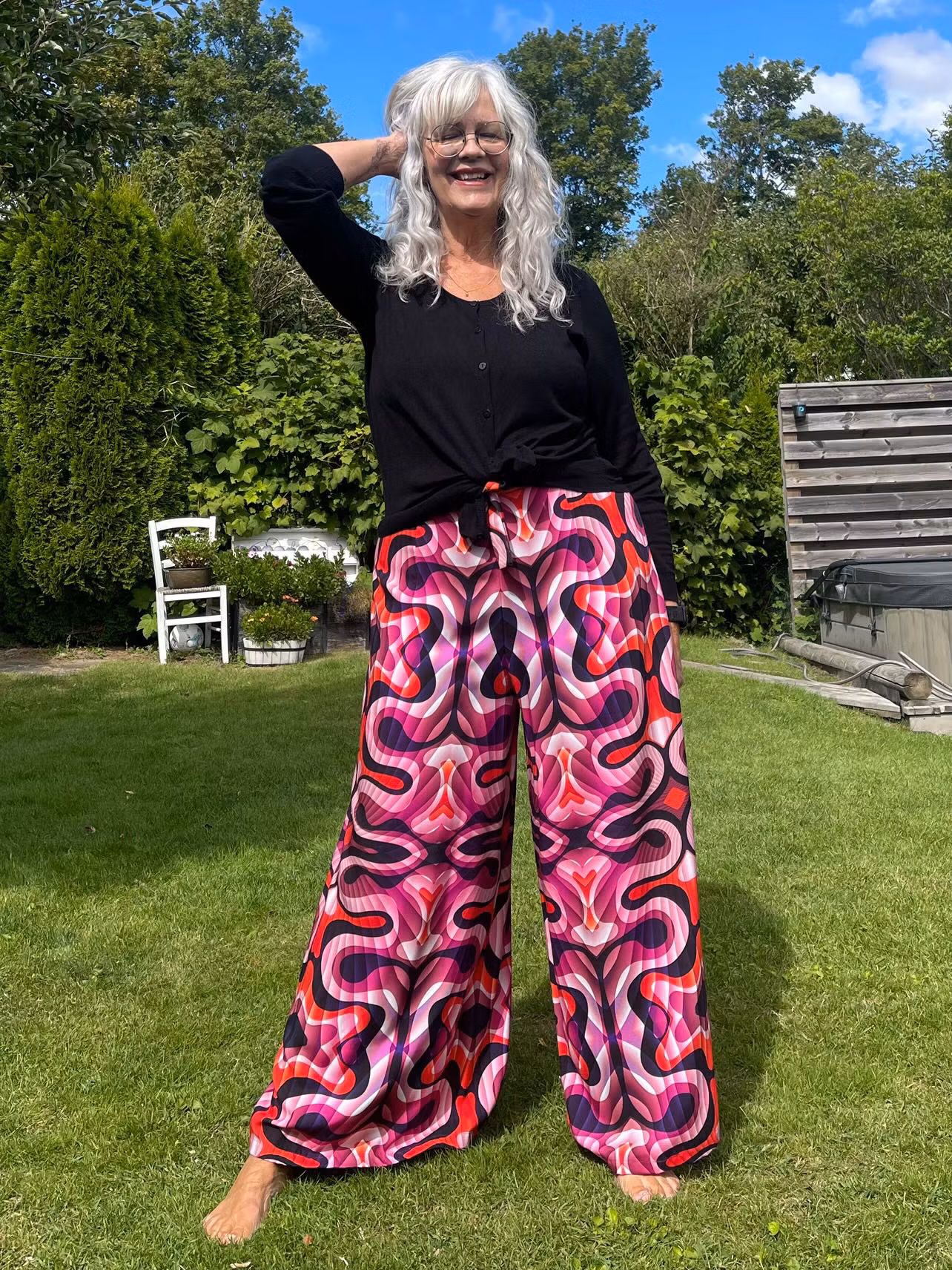 Funky leaf pink/orange Wrap pants