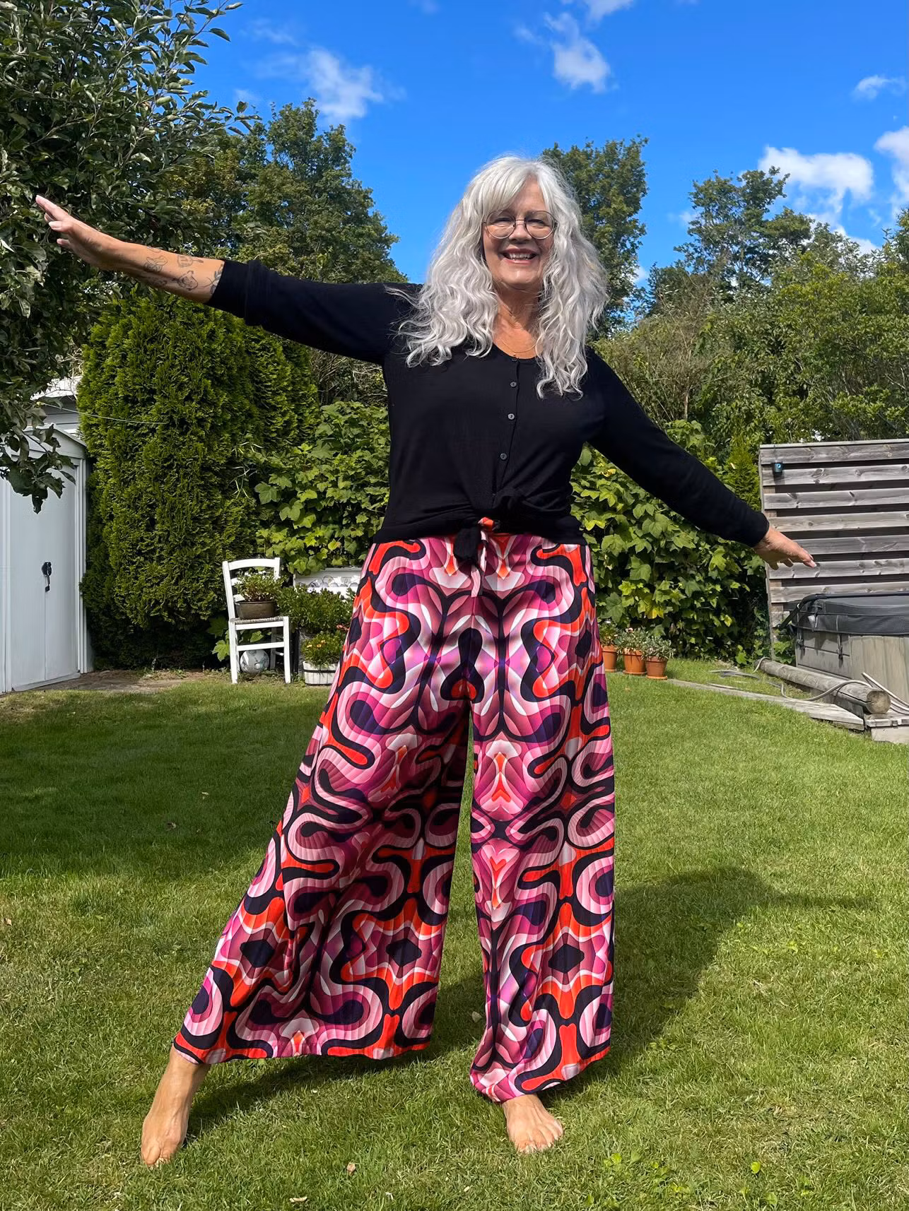 Funky leaf pink/orange Wrap pants