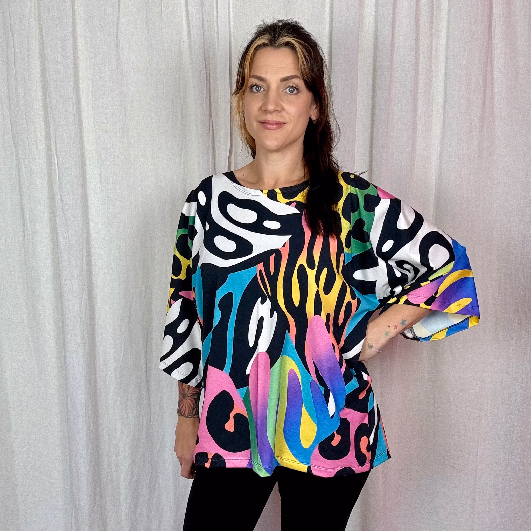 Peony night Kimono Tee