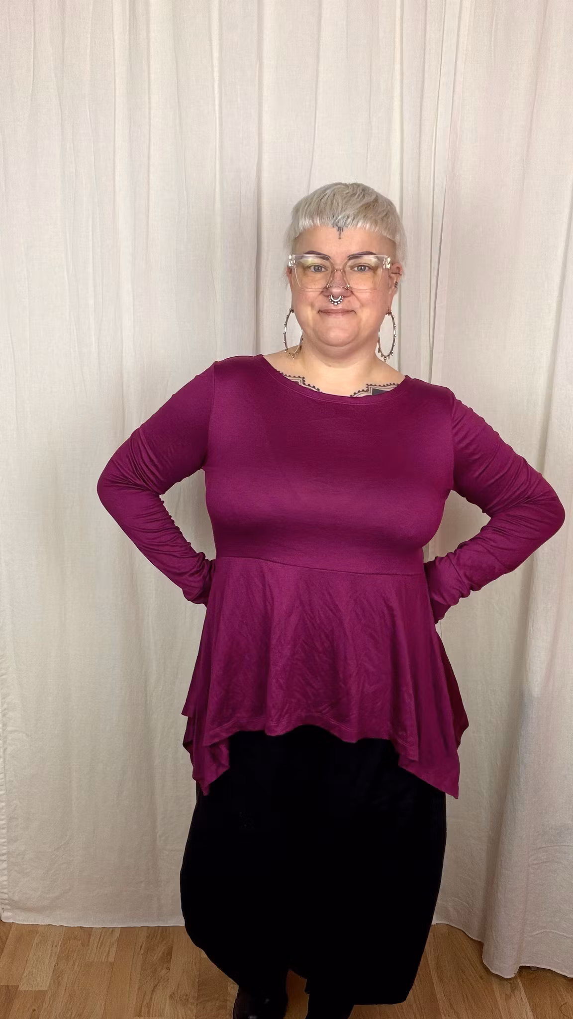 Peony night Peplum Top