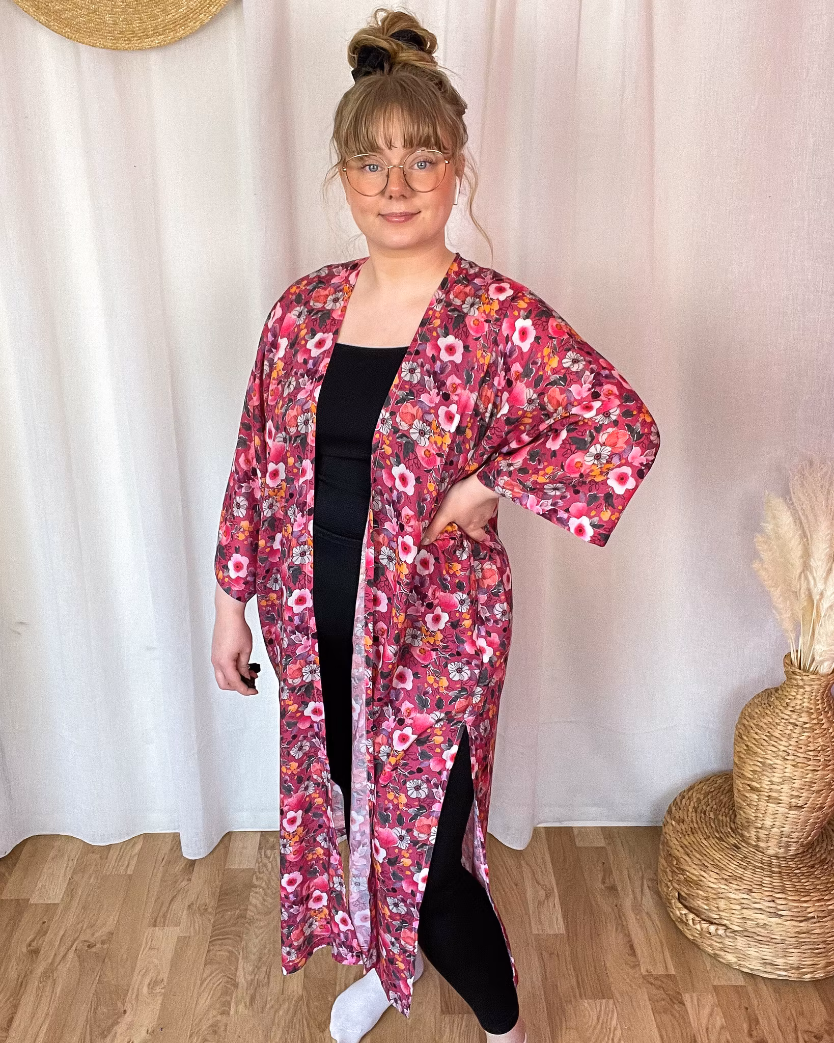 Fluid Teal Kaftan med slitsar