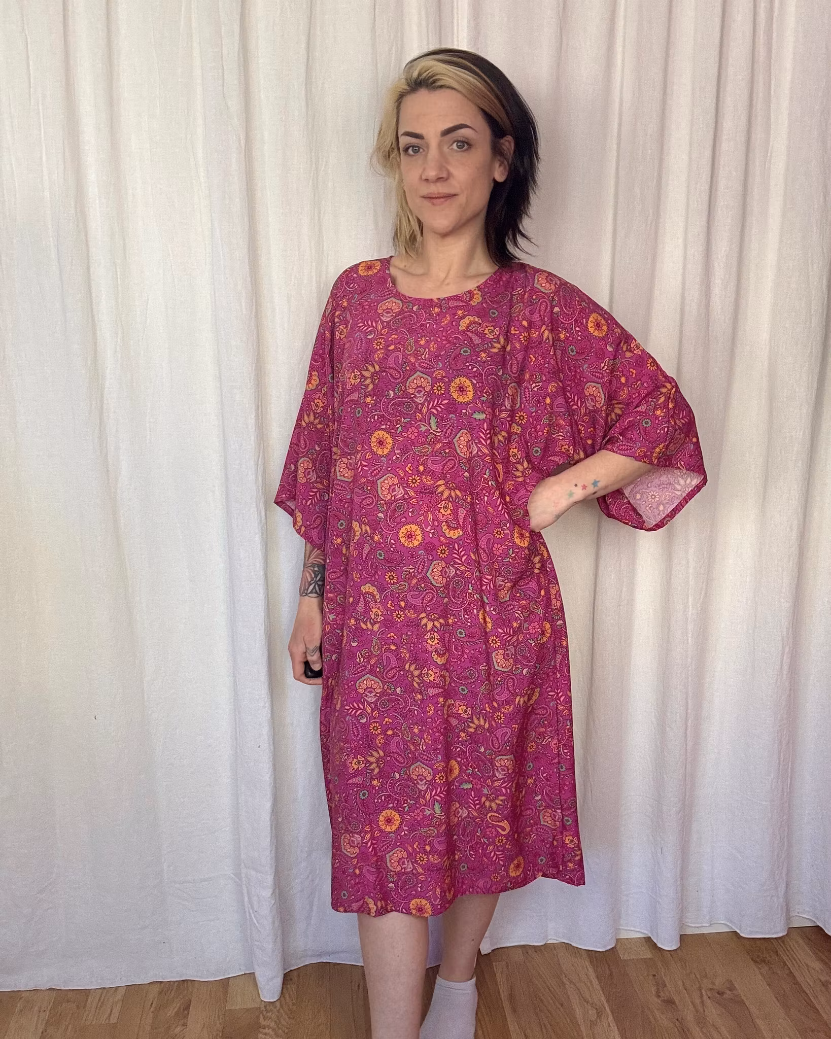 Fluid Teal Kimono Dress Viskos