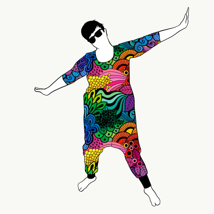 Groovy Rainbow Haremjumpsuit 3/4-ärm
