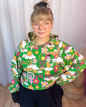 Regnbågsflora Svart Crop top deluxe
