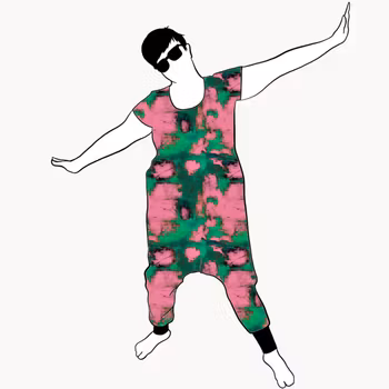 Color wall Haremjumpsuit kort ärm