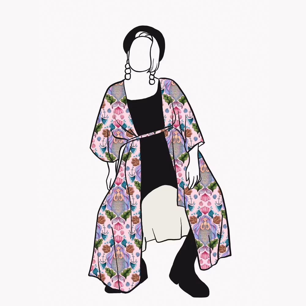 Fishtail Pink Kaftan med knytband
