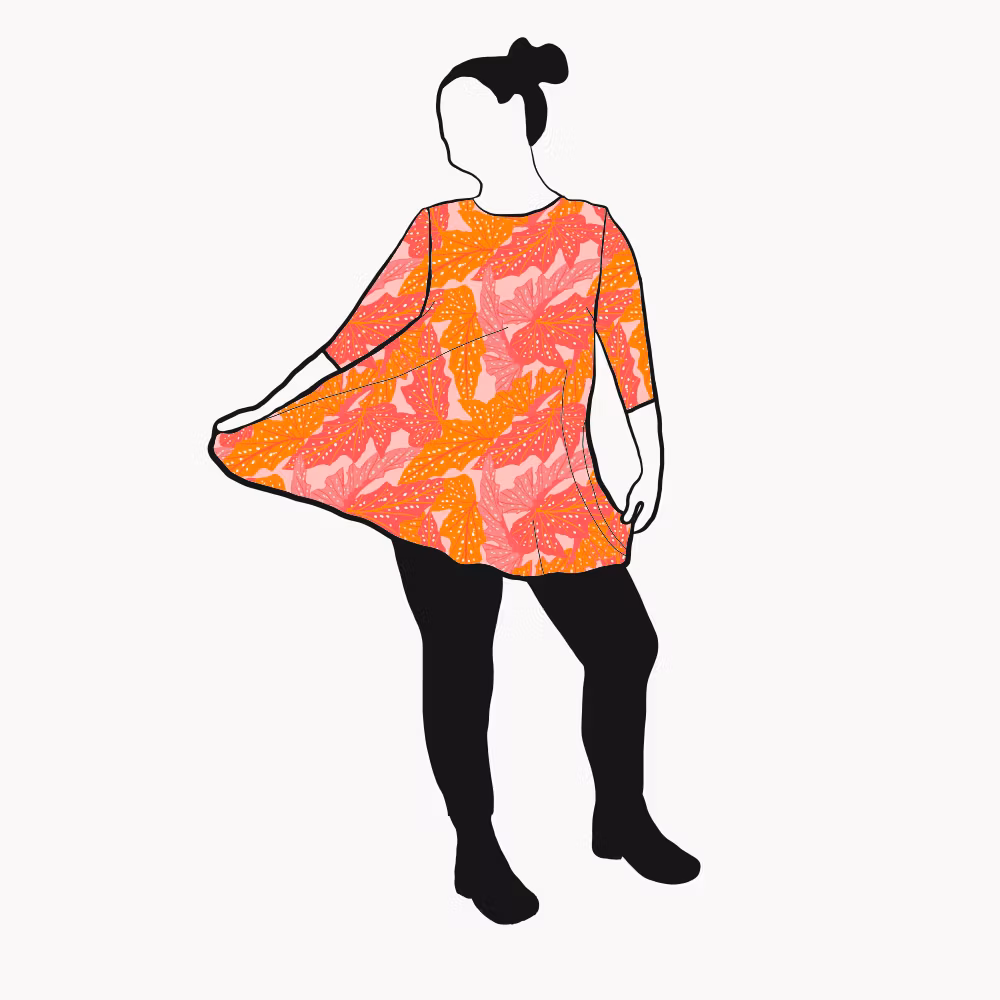 Prickbegonia A-linje tunika