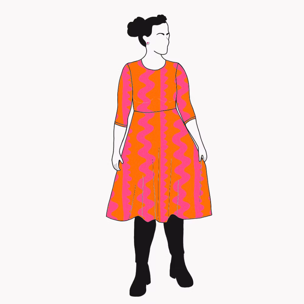 ZigZag Orange Pink Snurrklänning
