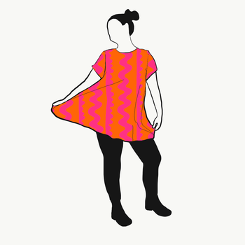 ZigZag Orange Pink A-linje tunika