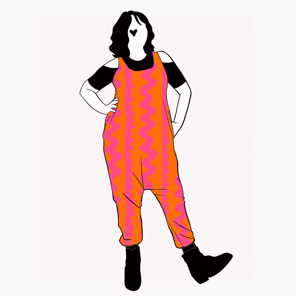 ZigZag Orange Pink Haremjumpsuit utan ärm