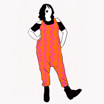 ZigZag Orange Pink Haremjumpsuit utan ärm