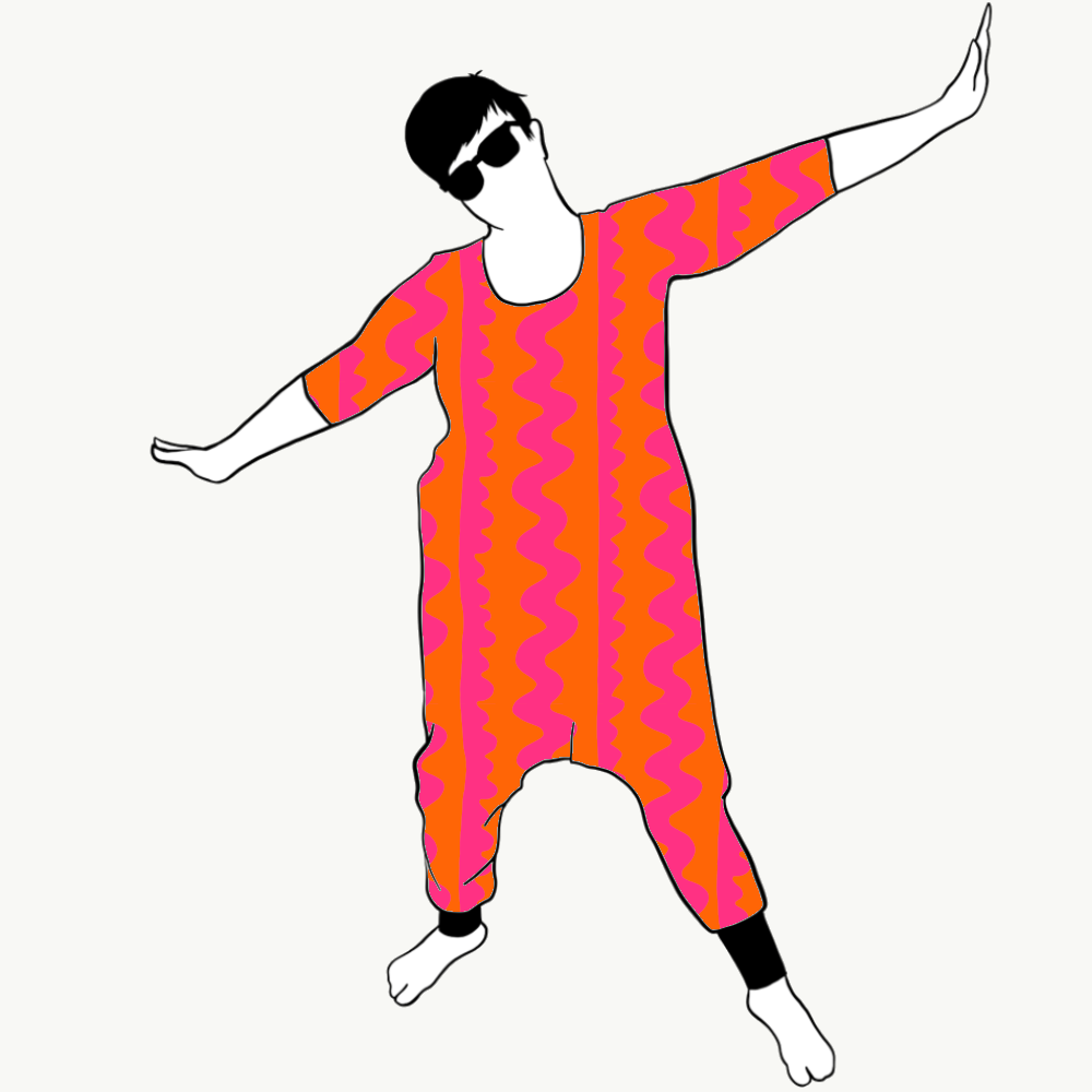 ZigZag Orange Pink Haremjumpsuit 3/4-ärm