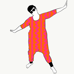 ZigZag Orange Pink Haremjumpsuit 3/4-ärm