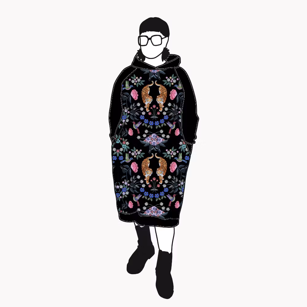 Haute Couture Black Sweatshirt dress Long