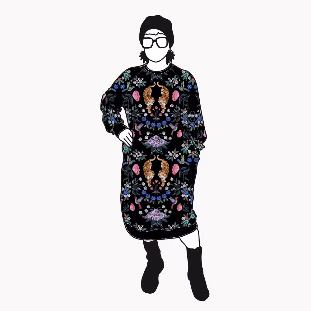 Haute Couture Black Sweatshirt dress Long