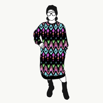 Ikat Sweatshirt dress Long