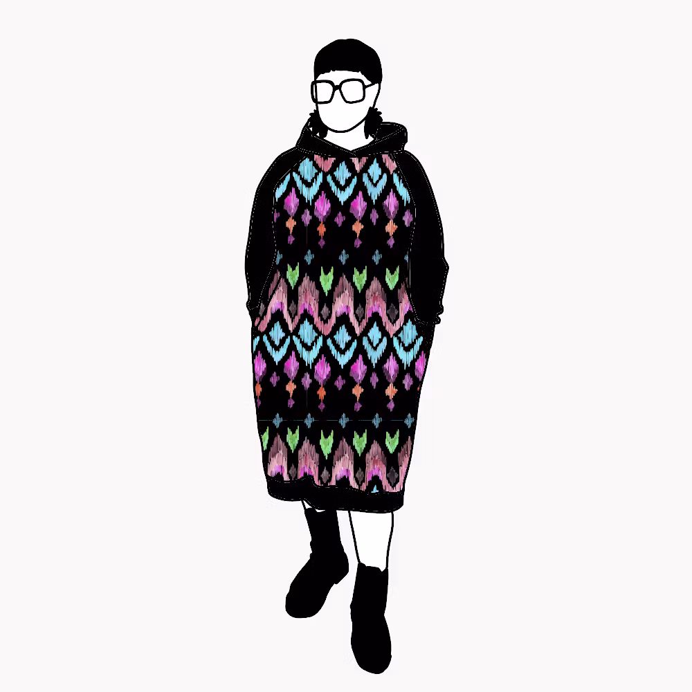 Ikat Sweatshirt dress Long