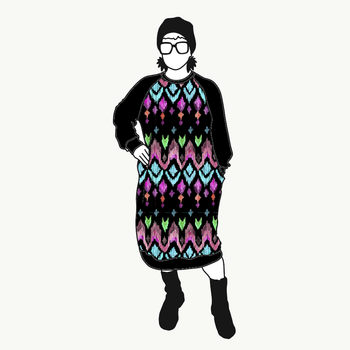 Ikat Sweatshirt dress Long