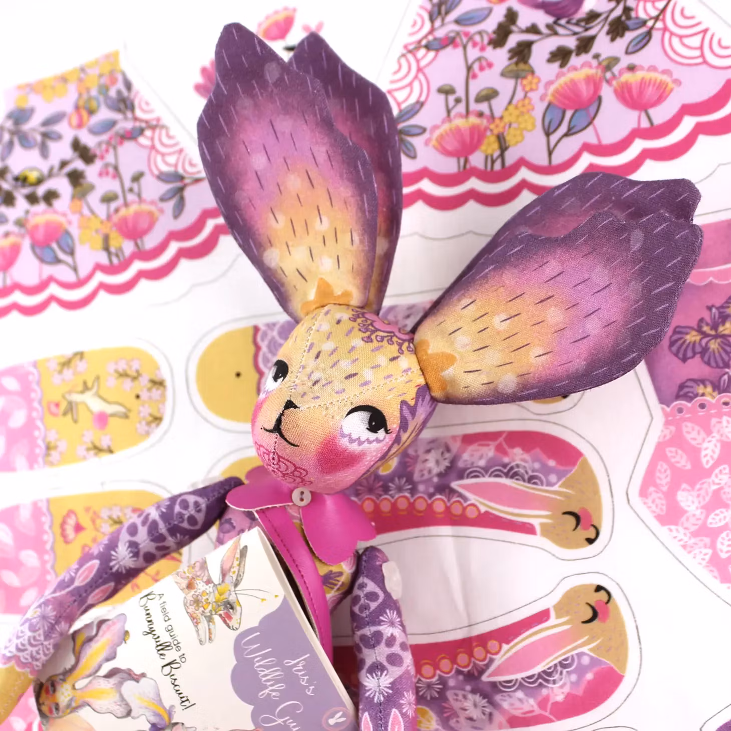 Diy Dolly Kit - Iris Flower Bunny + 12 Page Handmade Book