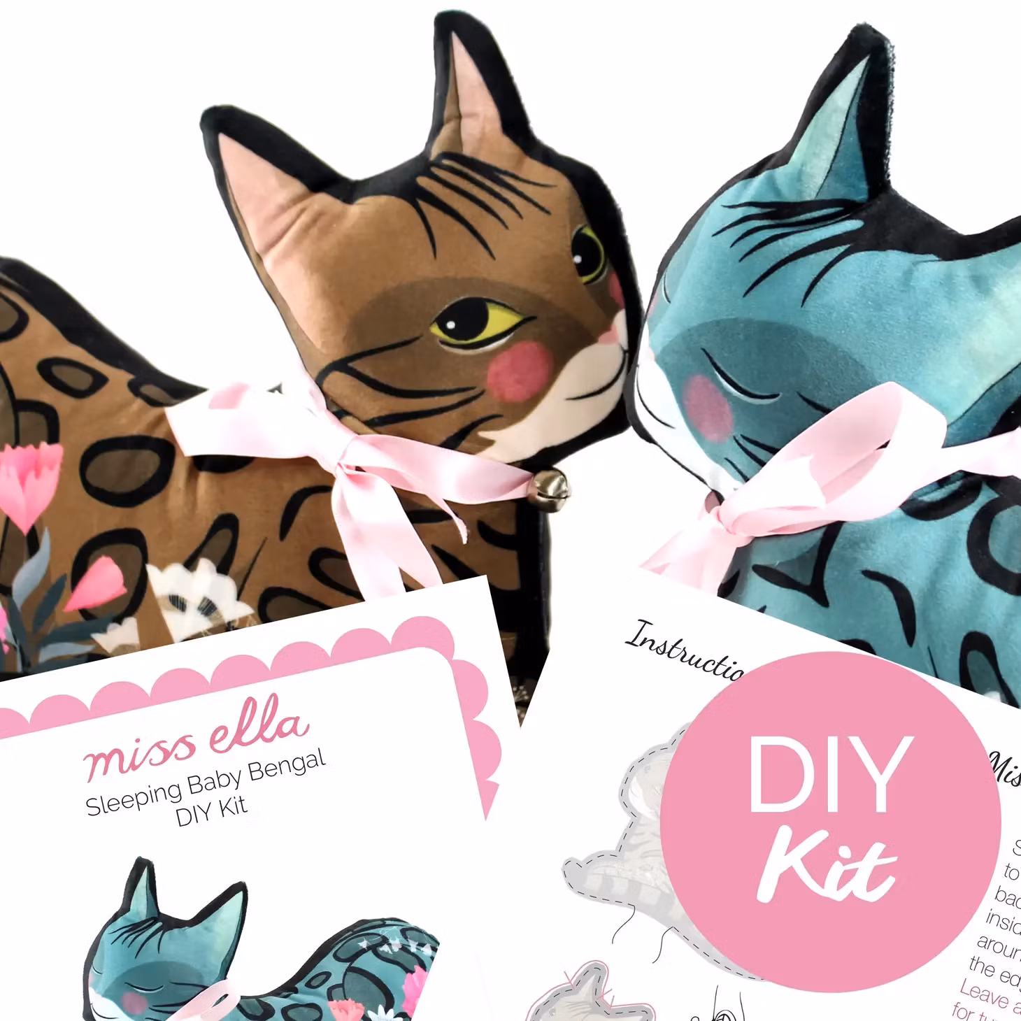 Bengal Kitten Diy Sewing Kit Cat Craft Kit Brown