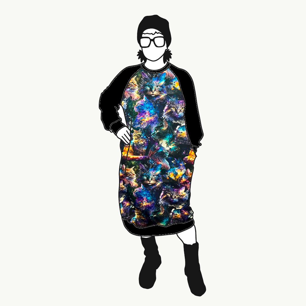 Cosmic Cats Sweatshirt dress Long