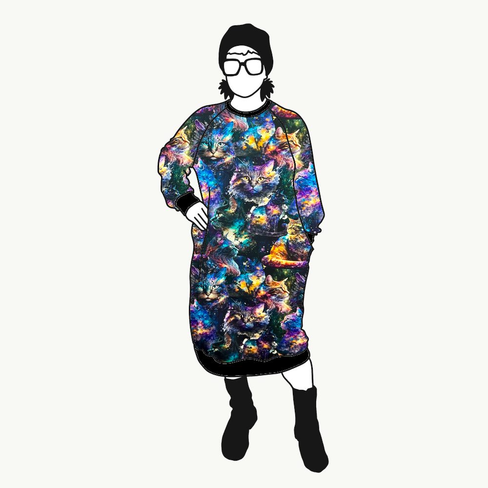Cosmic Cats Sweatshirt dress Long