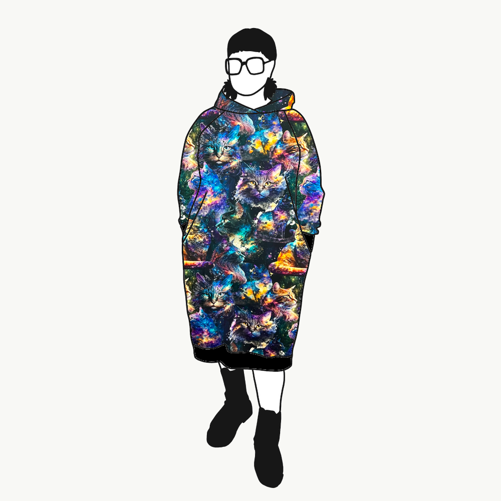 Cosmic Cats Sweatshirt dress Long
