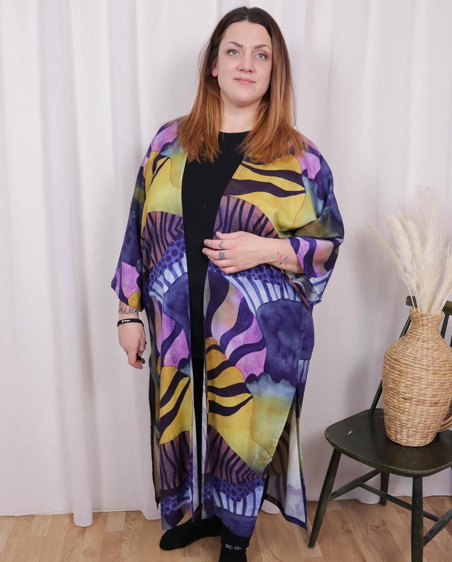 Kaftan med slitsar Valfritt tyg