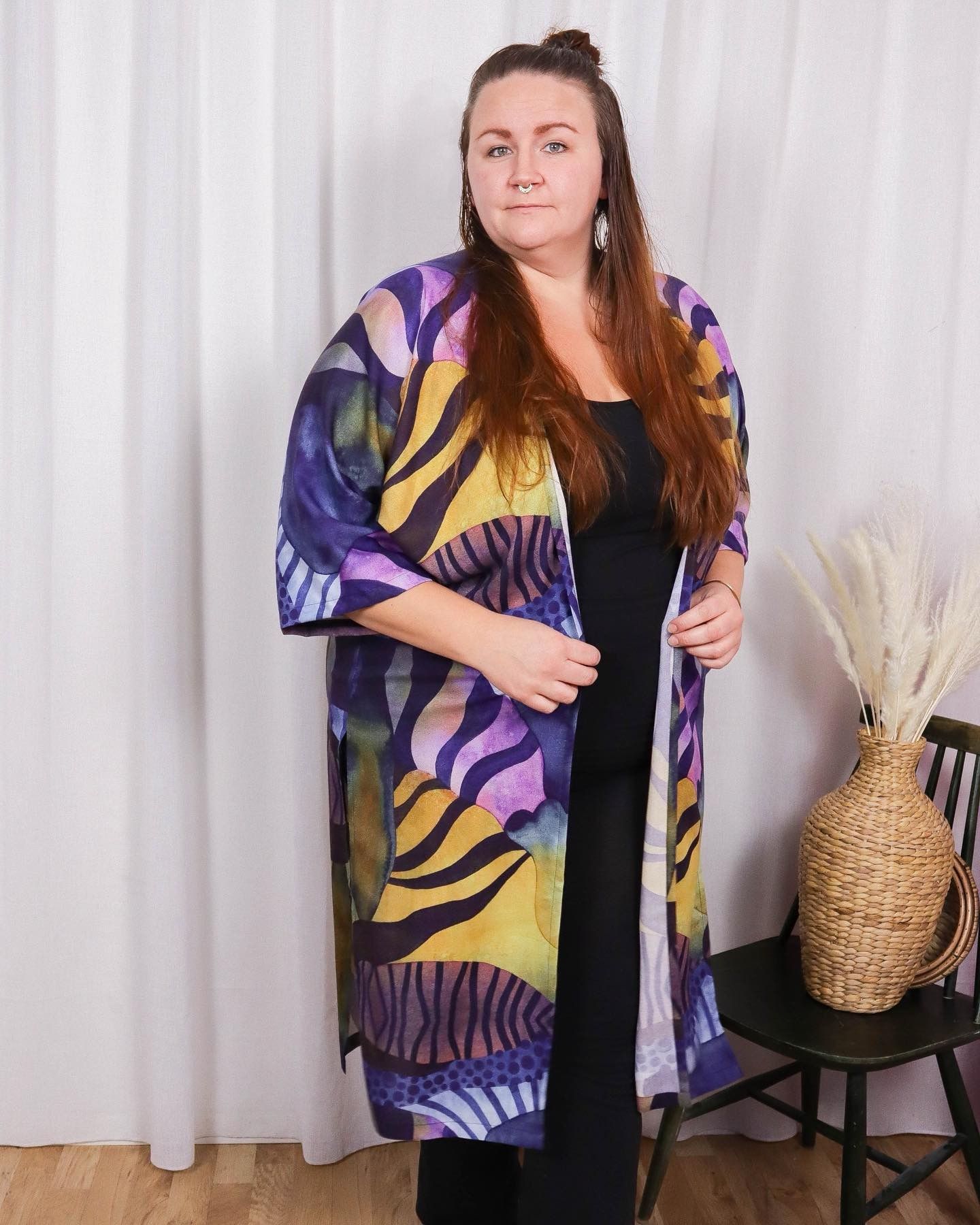 Kaftan med slitsar Valfritt tyg