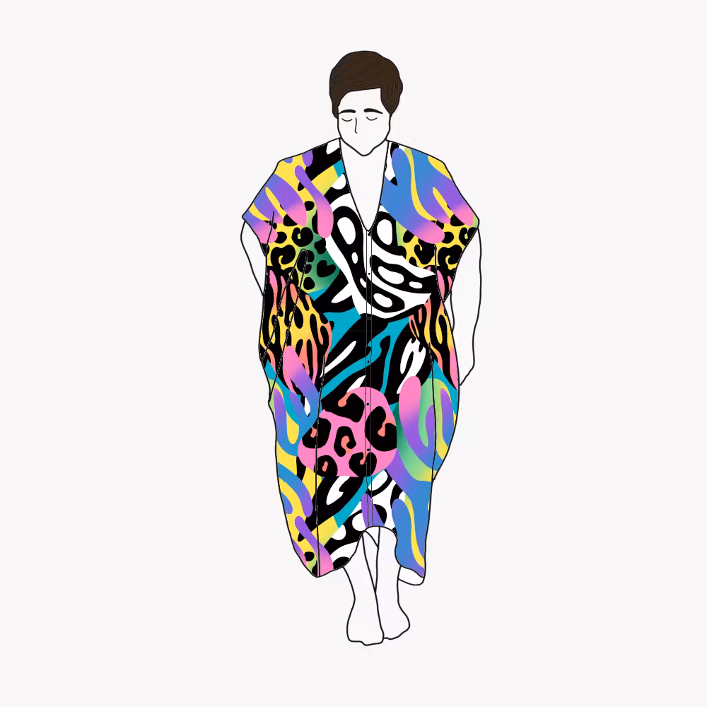 Crazy Print Nya kaftan dress