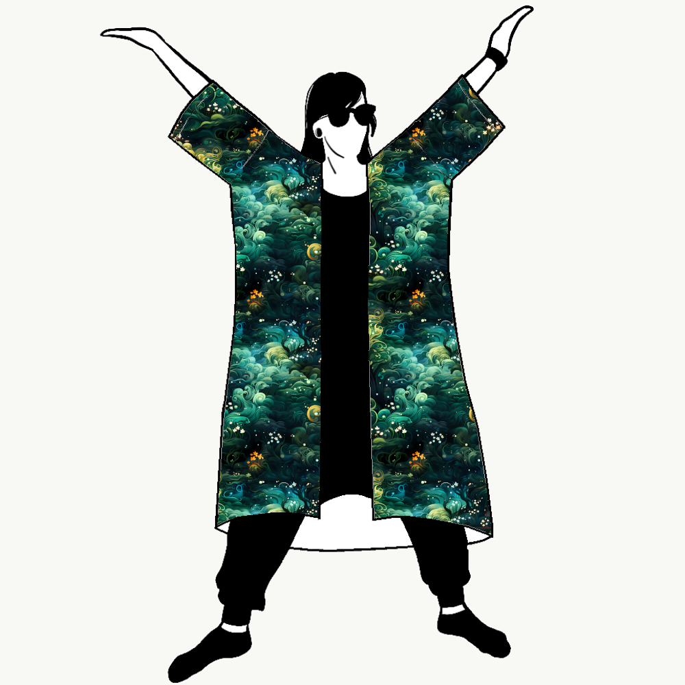 Green Swirl Jersey kimono