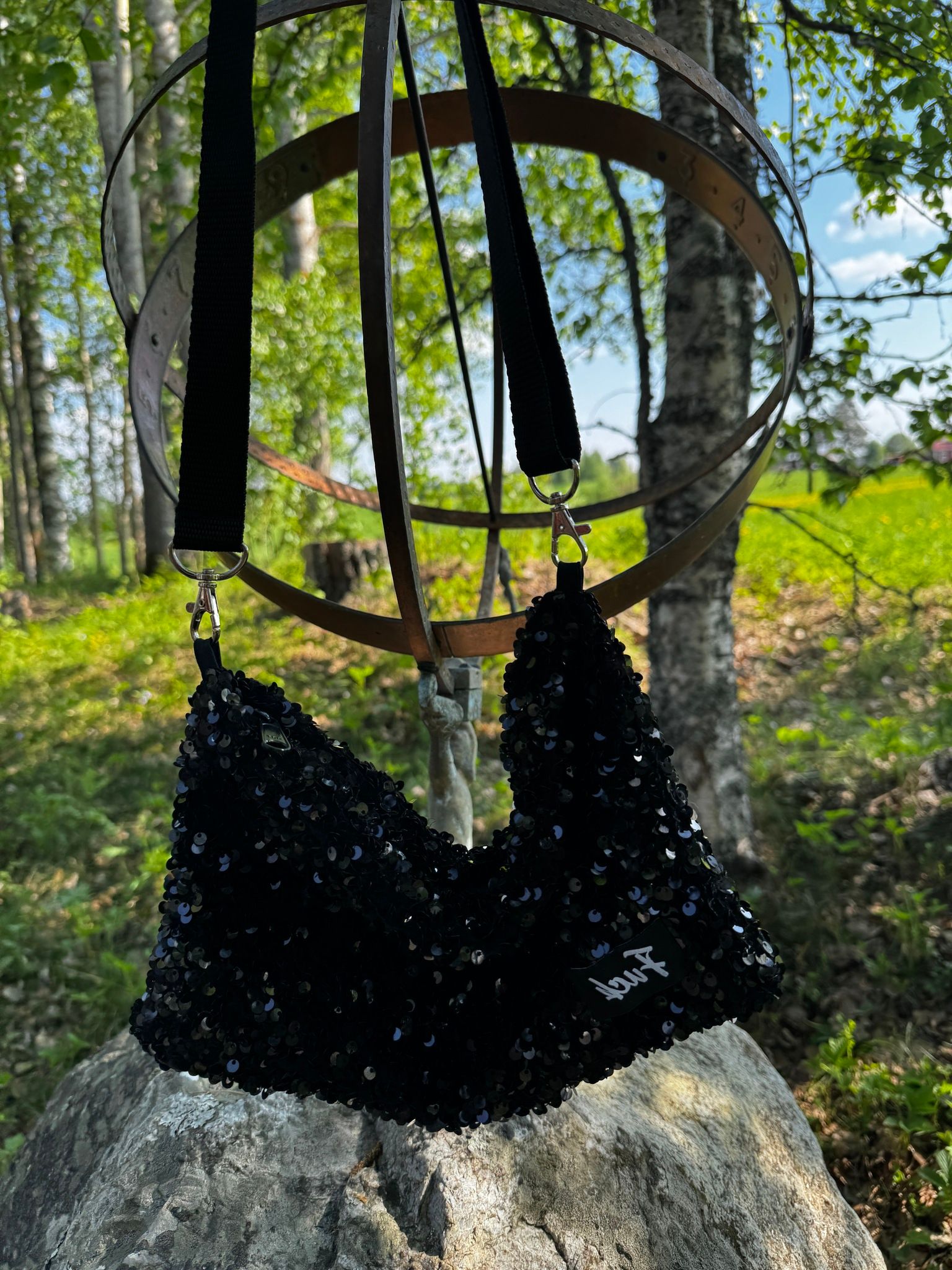 Paljettväska Svart