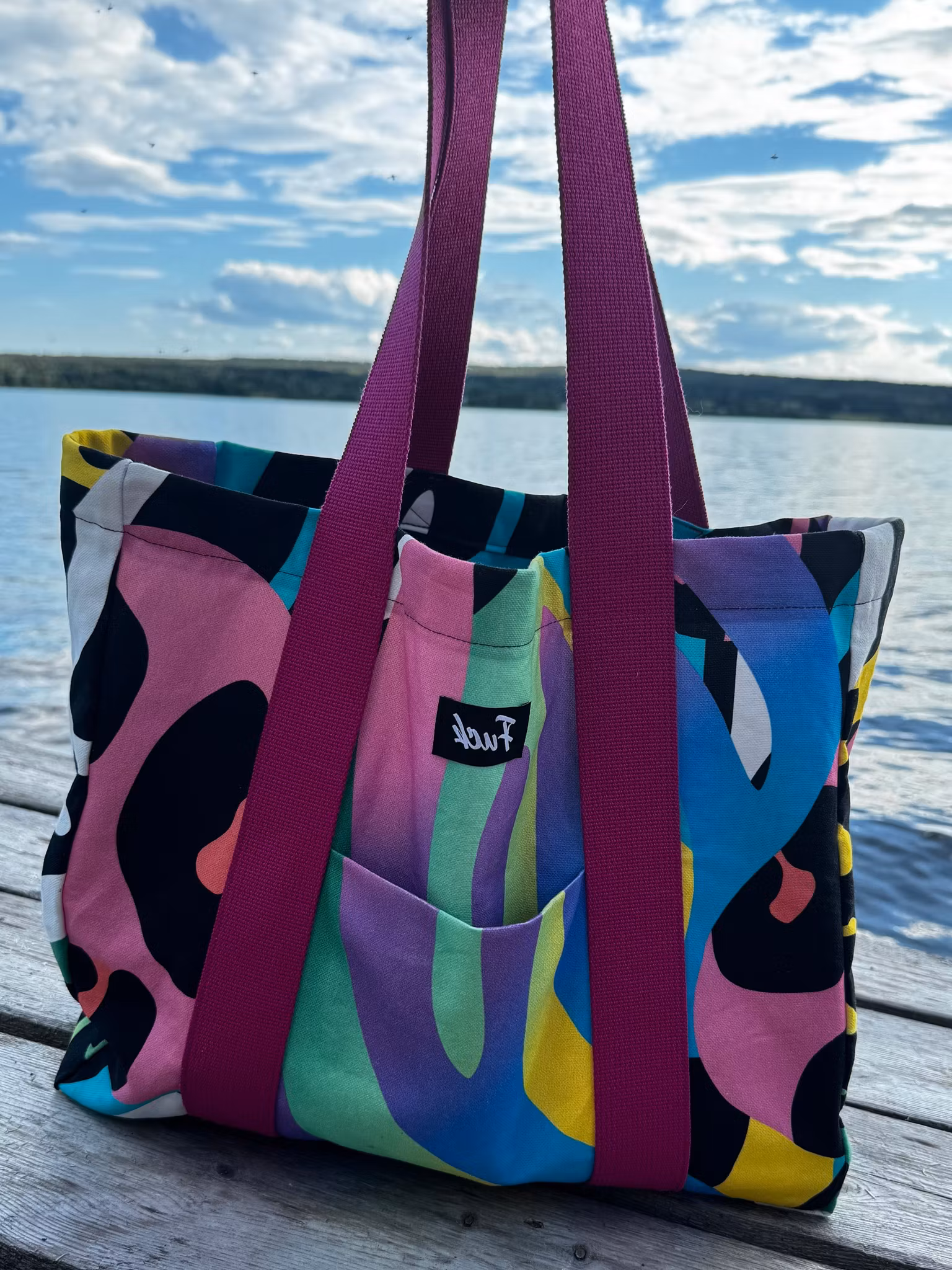 Crazy Print Canvas Tote