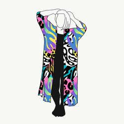 Crazy Print Kaftan med slitsar