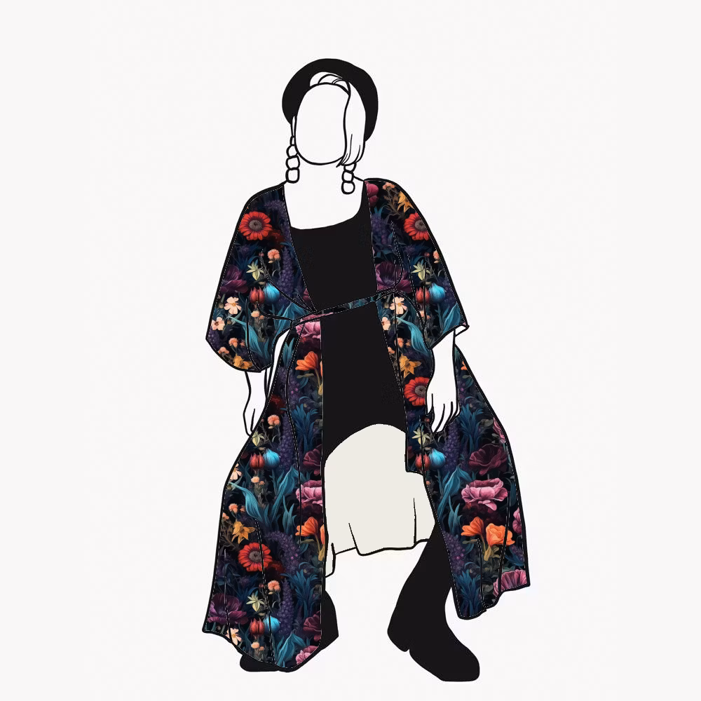 Moody floral Kaftan med knytband
