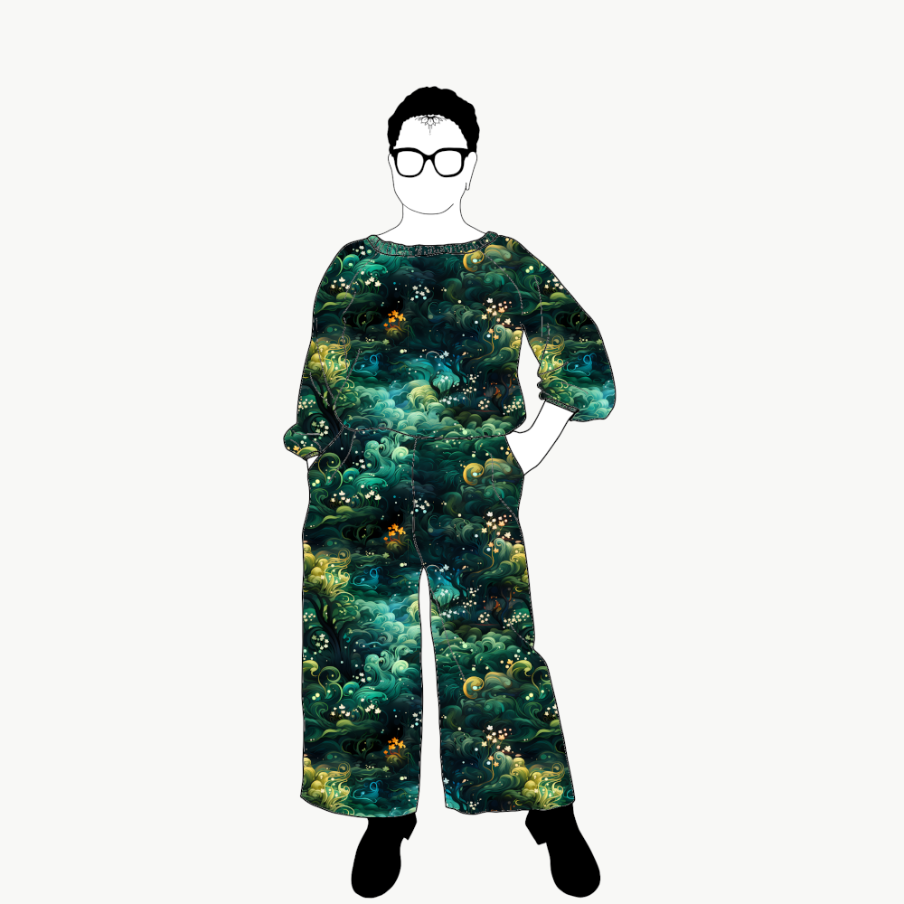 Green swirl All in one suit