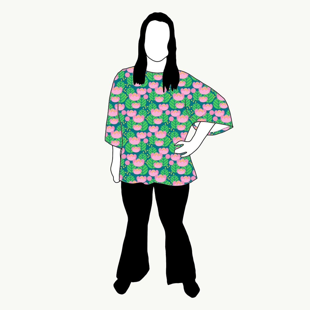 Lotus petrol Kimono Tee