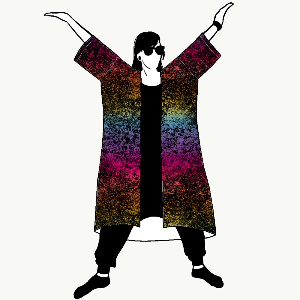Lava gradient rainbow Jersey kimono
