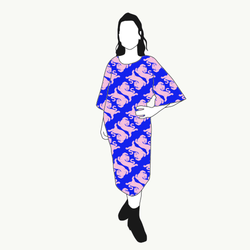 Panter blue/pink Kimono Dress