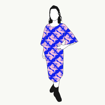 Panter blue/pink Kimono Dress