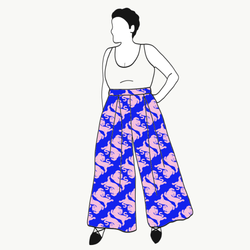 Panter blue/pink Culottes (långa & 3/4 långa)