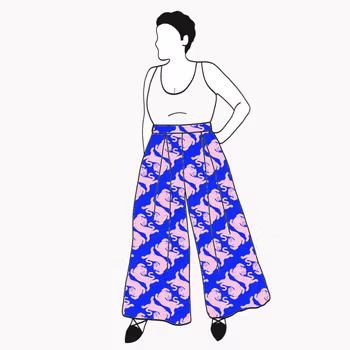 Panter blue/pink Culottes (långa & 3/4 långa)