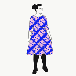 Panter blue/pink Snurrklänning