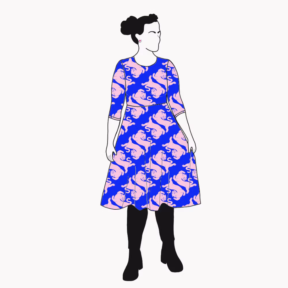 Panter blue/pink Snurrklänning