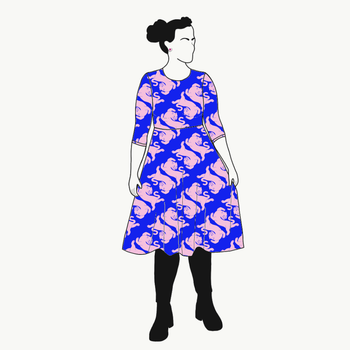 Panter blue/pink Snurrklänning