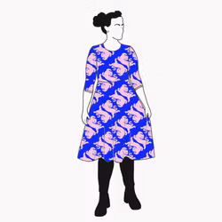 Panter blue/pink Snurrklänning