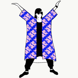 Panter blue/pink Jersey kimono